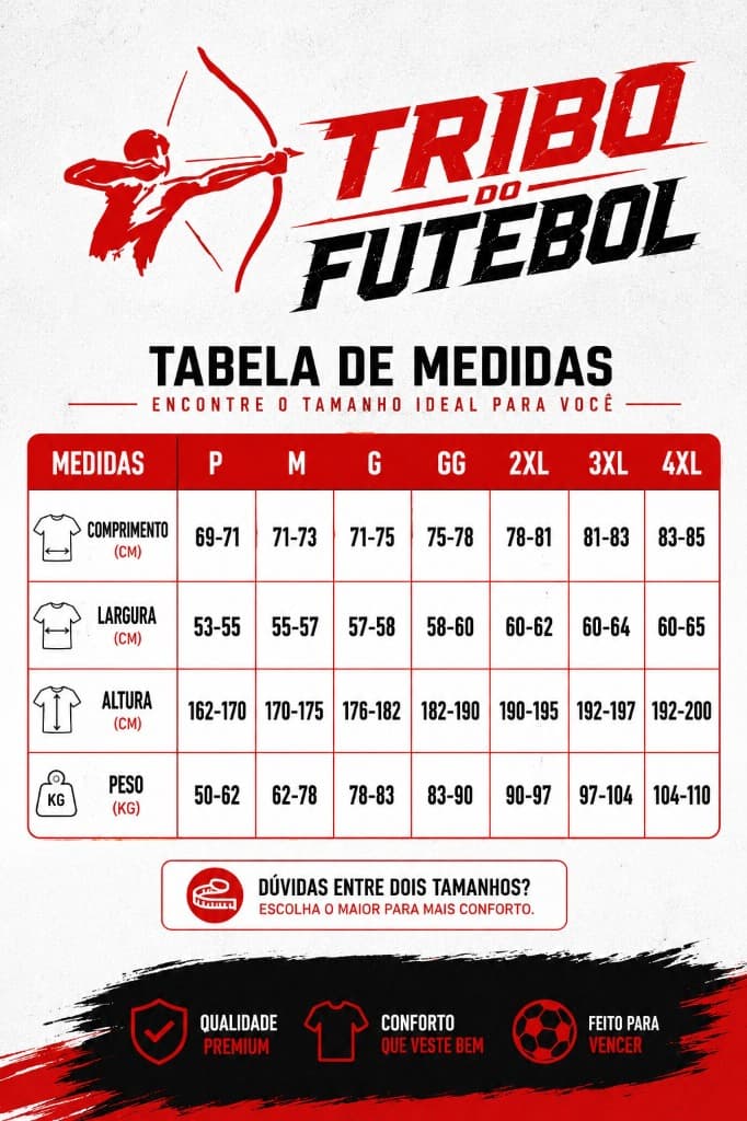 Tabela de Medidas — Tribo do Futebol